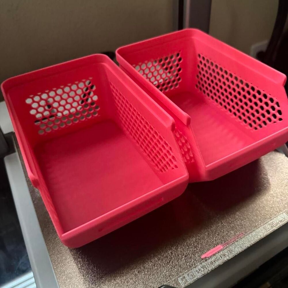 3D Printed 2 Pink Stackable Organizer Bins